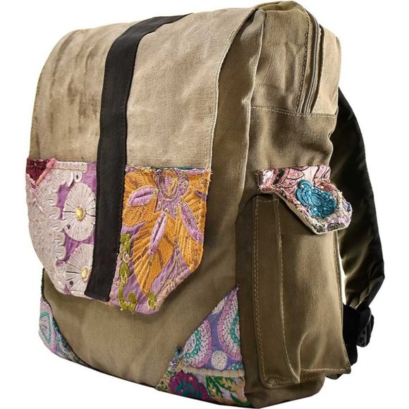 Vintage Addiction Handbags - SOLD VINTAGE ADDICTION Large Recycled Military Tent Canvas Backpack Bag